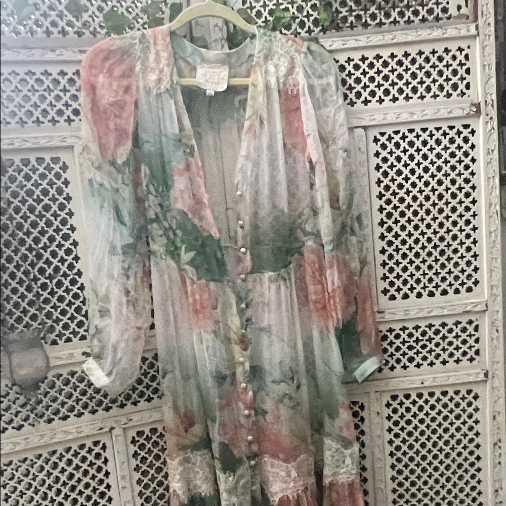 Johnny Was Multicolor Floral Long Sleeve Dress